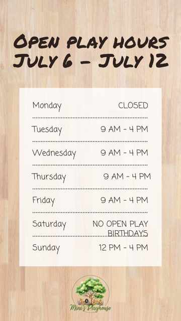 July 6 - July 12 Schedule of Activities