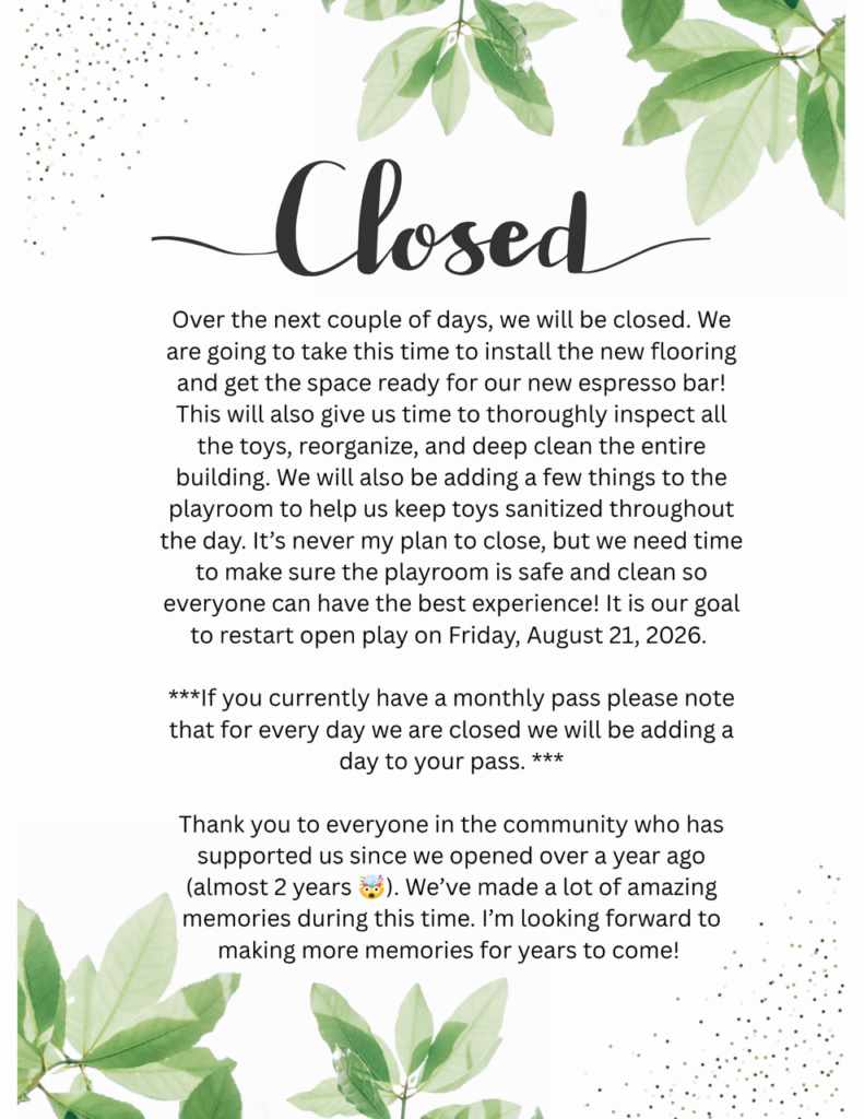 Announcement to Close this week